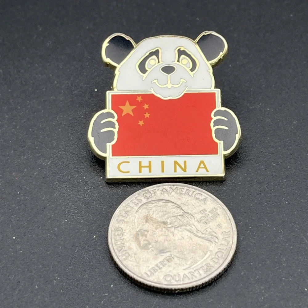 China Chinese Flag‎ Panda Lapel Hat Pin